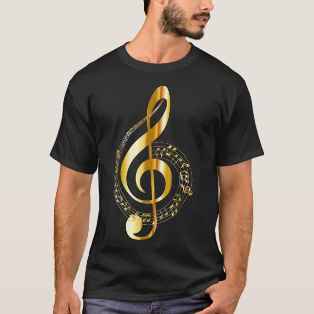 Musiknote Gold Treble Clef Symbol T für T-Shirt (Vorderseite)