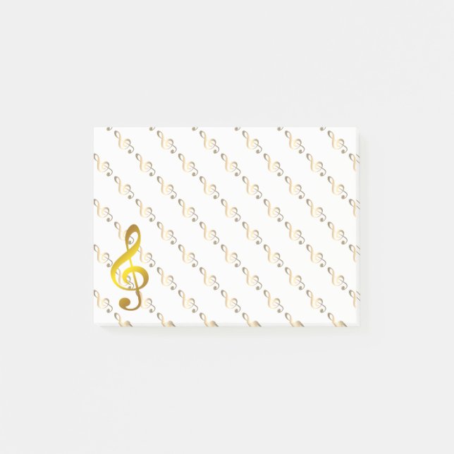Musiknote Gold Vintage Post-it Klebezettel (Vorderseite)
