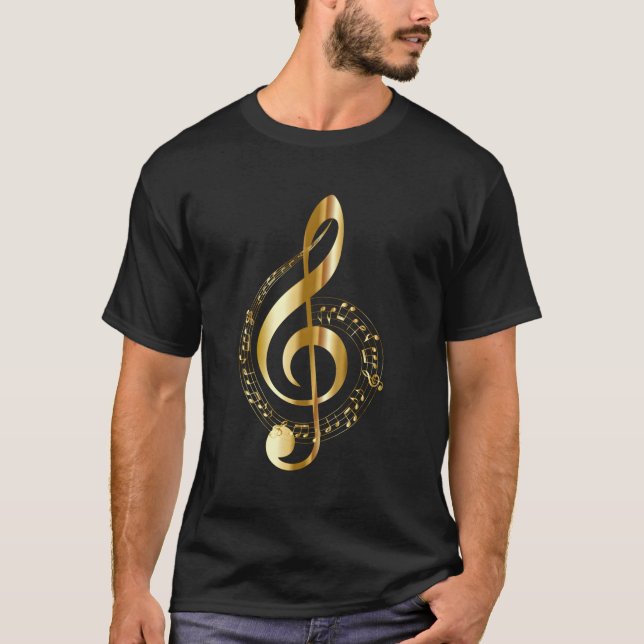 Musiknote Goldtone Treble Clef Musical Symbol für T-Shirt (Vorderseite)