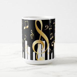 Musiknote Luxury Gold Piano Tasten Kaffeetasse