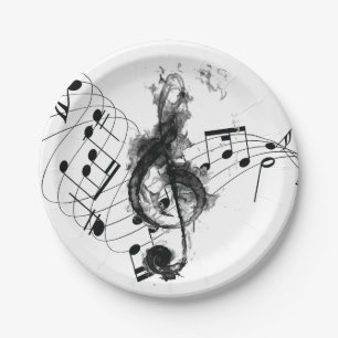 Musiknote Luxus Schwarz-Weiß Pappteller
