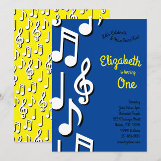 Musiknote Niedlich Kinder 1 Geburtstag Party Einladung