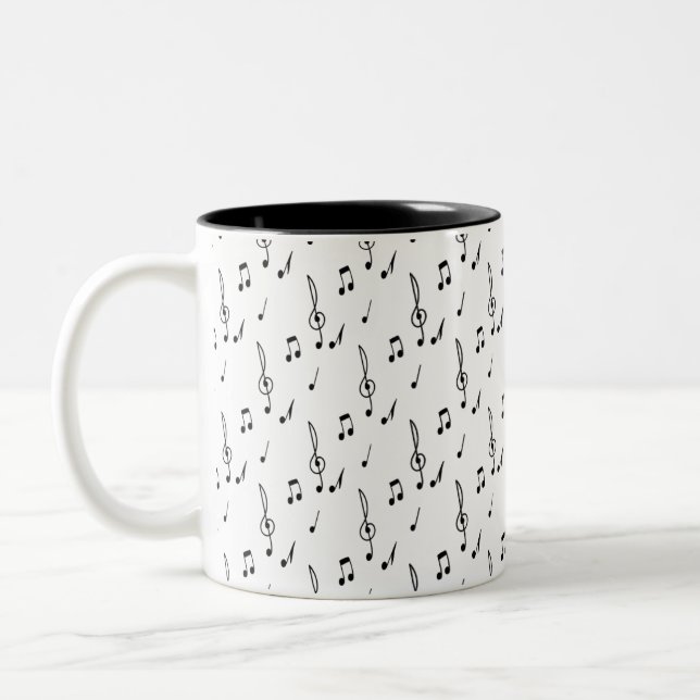 Musiknote Pattern Music Theme Treble Clef Zweifarbige Tasse (Links)