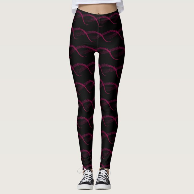 Musiknote Pattern Neck Tie Leggings (Vorderseite)