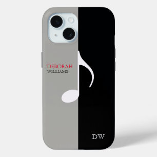 Musiknote Schwarz & Grau modern iPhone 15 Hülle