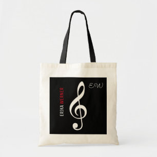 Musiknote schwarze Tasche mit eigenem Namen