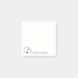 Musiknote Skriptname Schwarz-weiß Personalisiert Post-it Klebezettel