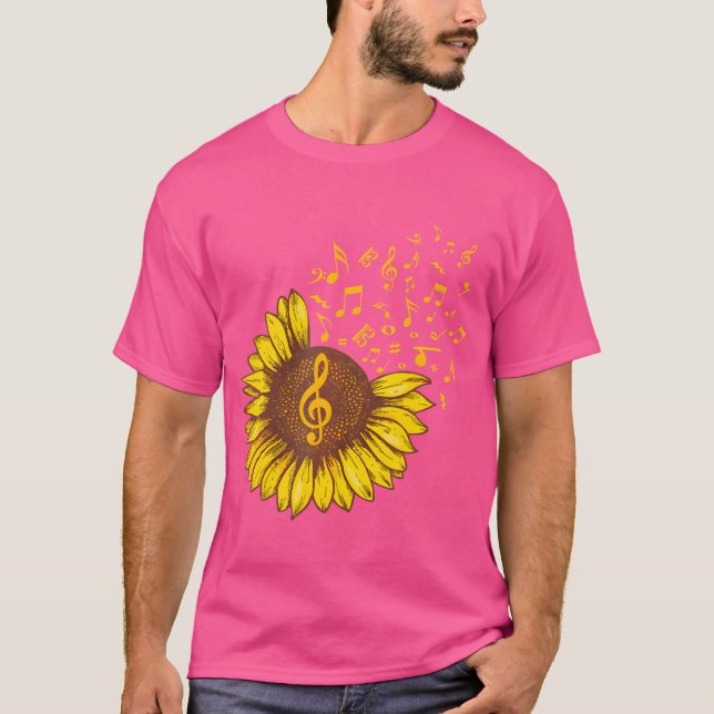 Musiknote Sonnenblumen Musik Lido Retro T-Shirt (Vorderseite)