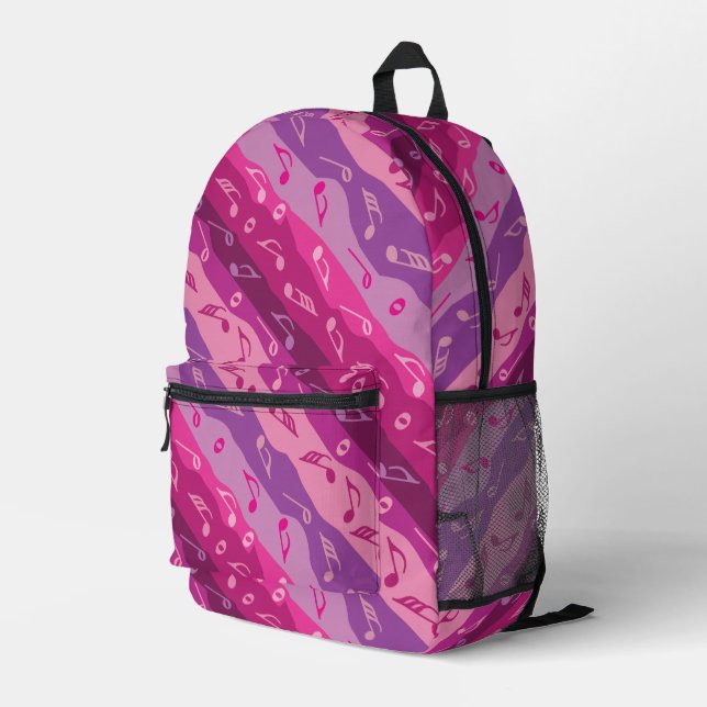 Musiknote Streifen Bedruckter Rucksack (Rückseitige Ecke Rechts)