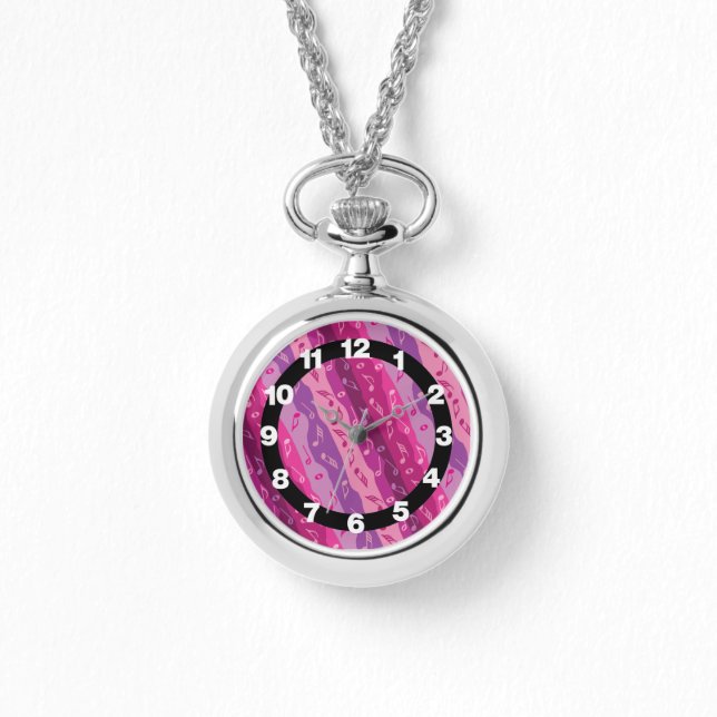 Musiknote Streifen braun und blau Armbanduhr (Vorderseite)