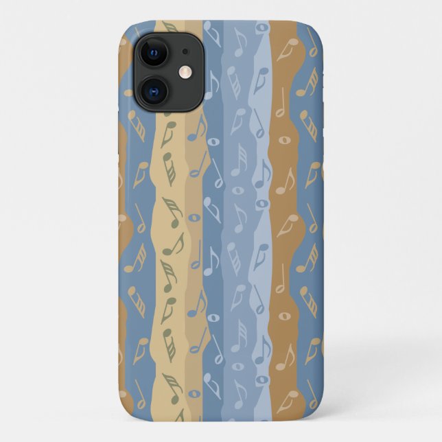 Musiknote Streifen braun und blau Case-Mate iPhone Hülle (Rückseite)