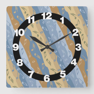 Musiknote Streifen braun und blau Quadratische Wanduhr