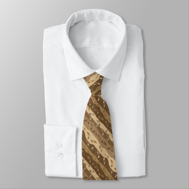 Musiknote Streifen Brown Neck Tie Krawatte (Gebunden)