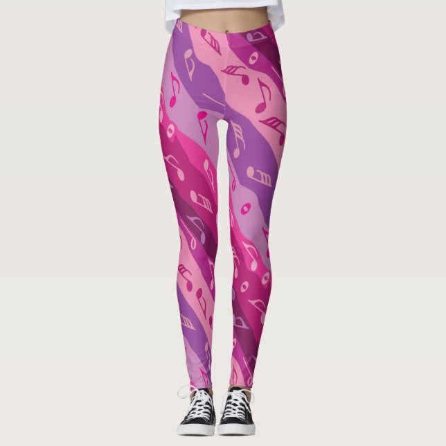 Musiknote Streifen Leggings (Vorderseite)