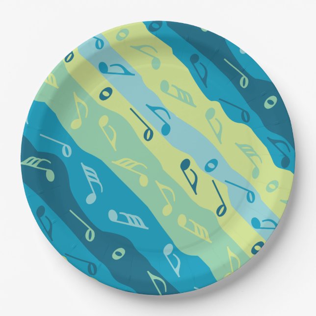 Musiknote Streifen rot Pappteller (Vorderseite)