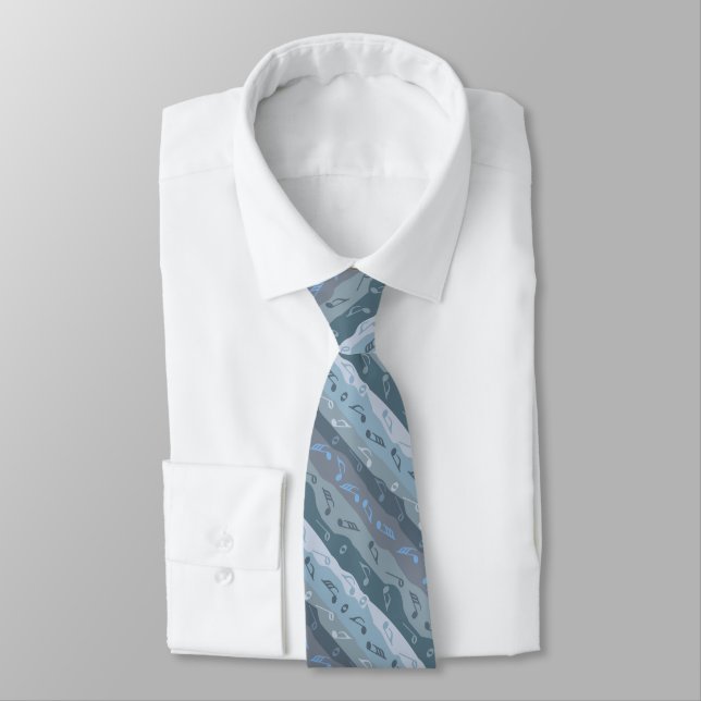 Musiknote Stripes Blue Neck Tie Krawatte (Gebunden)