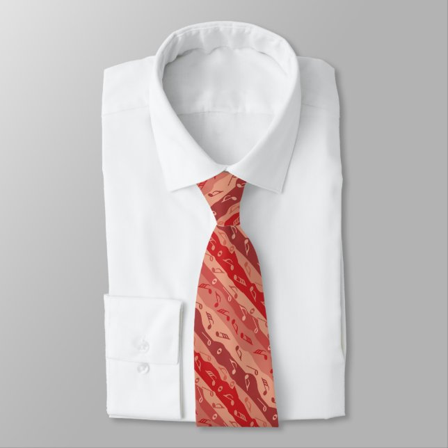 Musiknote Stripes Red Neck Tie Krawatte (Gebunden)