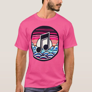 Musiknote über stilisierten Wolken und Sonnen-Ästh T-Shirt