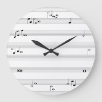 Musiknote Uhr - Schwarzweiß