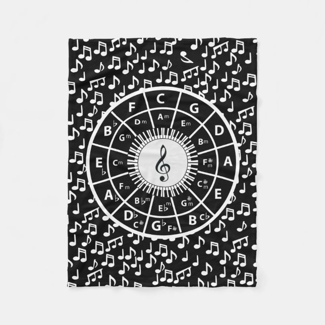 Musiknote und Fünftelkreis Fleecedecke (Vorderseite)