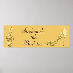 Musiknote und Stiletto 18. Geburtstag Poster