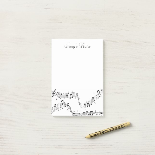 Musiknote Whimsical Muster Musician Post-it Klebezettel (Auf Schreibtisch)