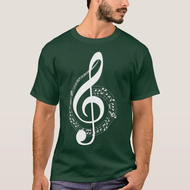 Musiknote White Treble Clef Musical Symbol für T-Shirt (Vorderseite)