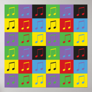 Musiknoten 8. Pop-Art-Muster Poster