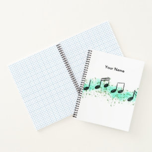 Musiknoten Abstraktes Kunstnotizbuch - Aqua & Grün Notizbuch