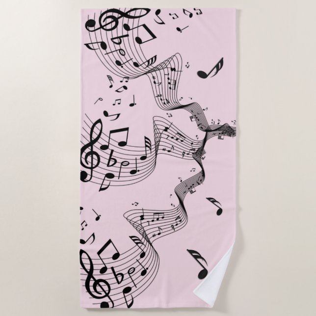 Musiknoten auf rosa strandtuch (Vorderseite)