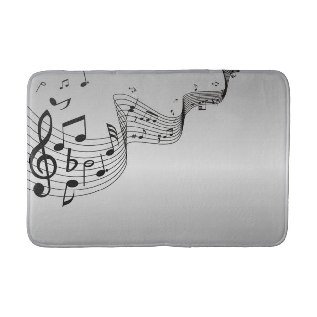 Musiknoten auf Silber Badematte (Vorderseite)