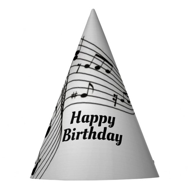 Musiknoten auf Silber Partyhütchen (Vorderseite)
