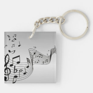 Musiknoten auf Silber Schlüsselanhänger