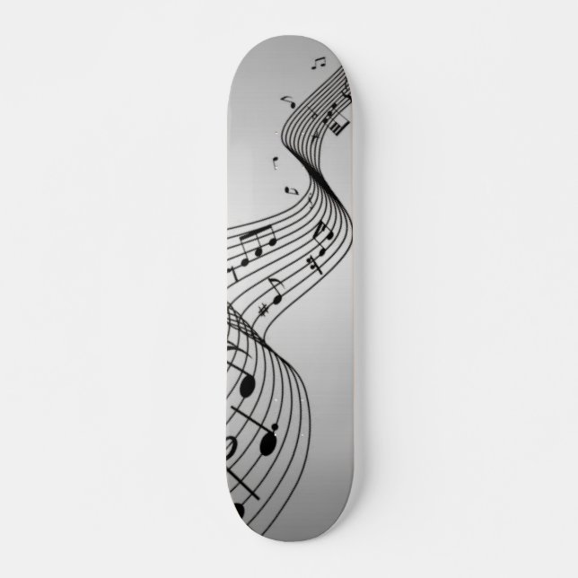 Musiknoten auf Silber Skateboard (Vorne)