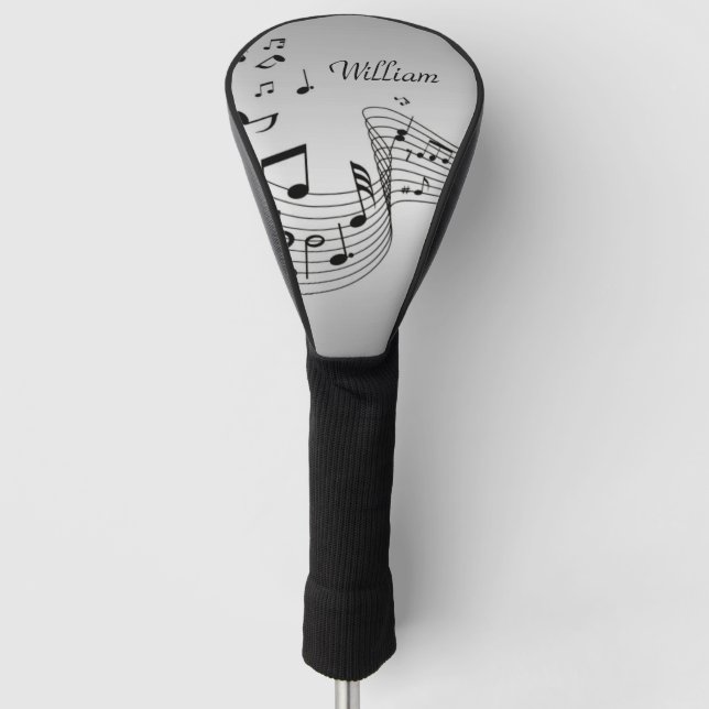 Musiknoten auf Silver mit Name Golf Headcover (Vorderseite)