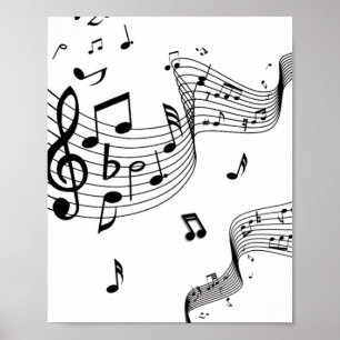 Musiknoten auf Weiß Poster
