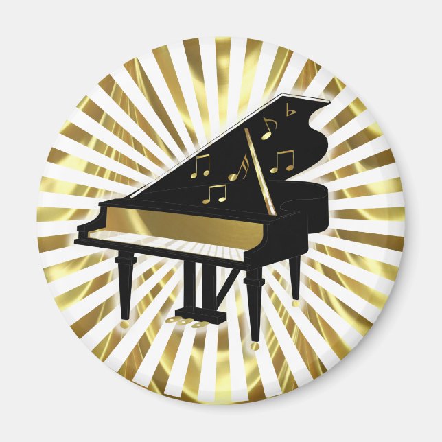 Musiknoten aus Gold und Black Grand Piano Magnet (Vorne)
