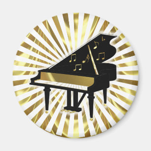 Musiknoten aus Gold und Black Grand Piano Magnet