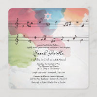 Musiknoten Bat Mitzvah Einladung