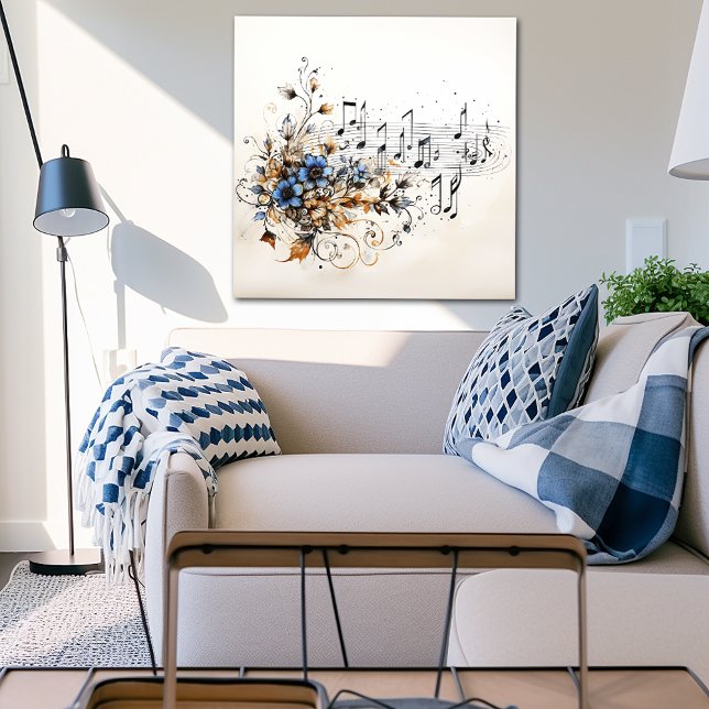 Musiknoten Blaubraune Weinberge Blume Poster (Von Creator hochgeladen)