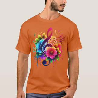 Musiknoten Blumen retro T-Shirt