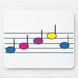 Musiknoten Bunt Lila Blau Pink Gelb Mousepad