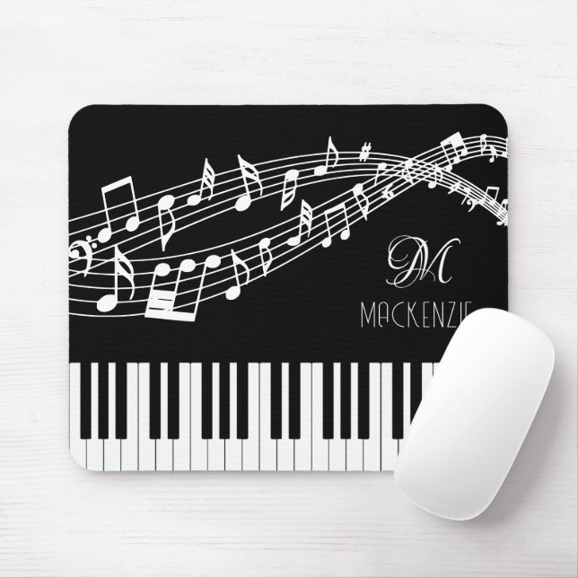 Musiknoten der Piano-Tastatur, Monogramm, benutzer Mousepad (Mit Mouse)