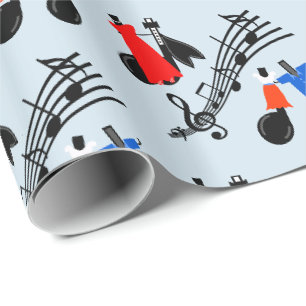 Musiknoten, die zum Tanzen verkleidet sind Geschenkpapier