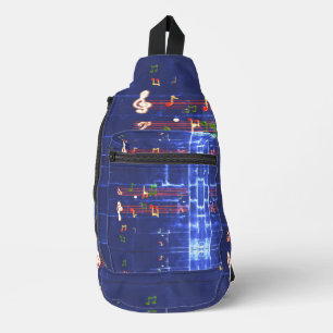 Musiknoten Elegant Blue var 4 Crossbody Bag