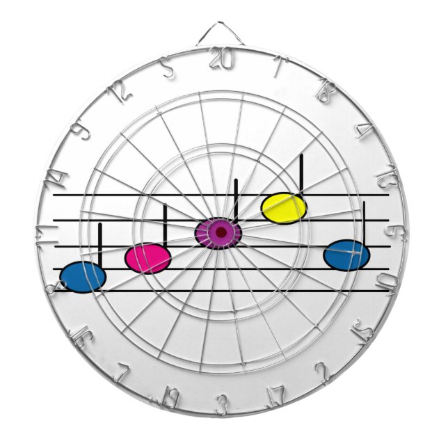 Musiknoten farbenfroh dartscheibe (vorne)