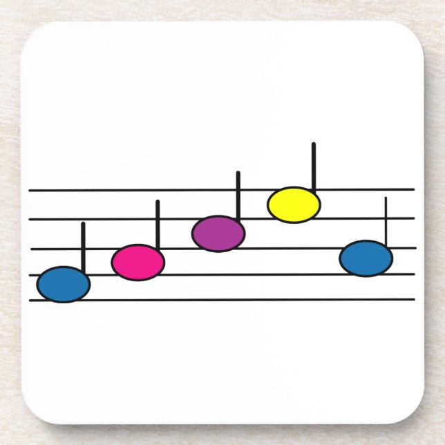 Musiknoten farbenfroh untersetzer (Vorderseite)