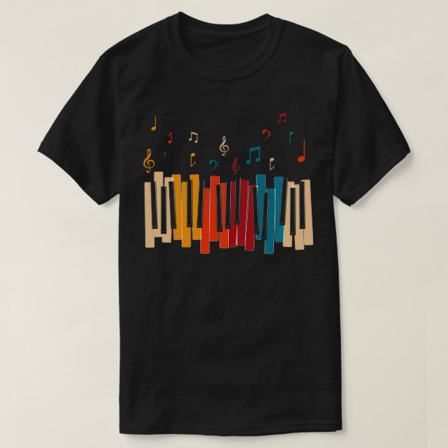 Musiknoten Farbenfrohe Klavierpullover T-Shirt (Design vorne)