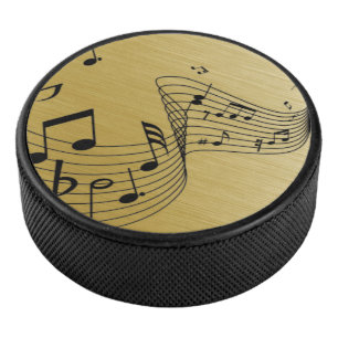 Musiknoten gebürstetes Gold Eishockey Puck