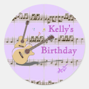 Musiknoten & Gitarren Klassische Round Stickers